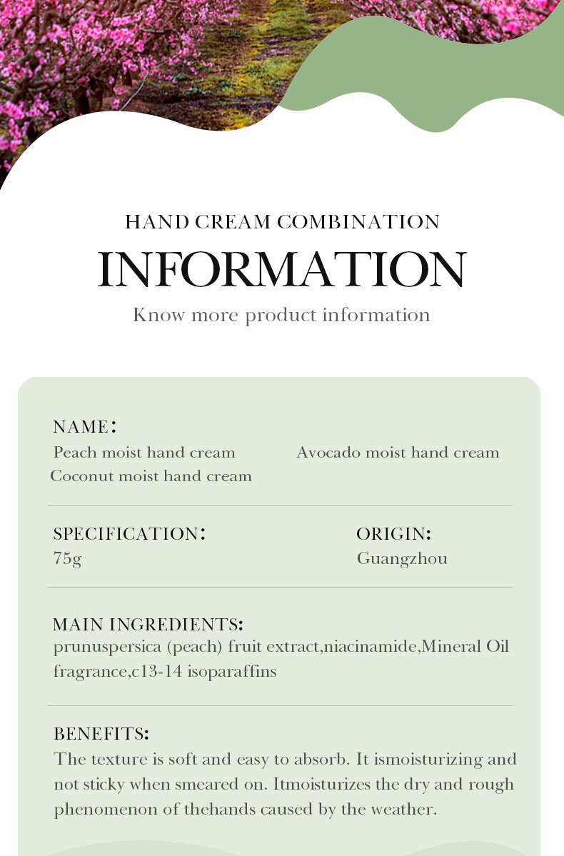 SADOER Fruit Combination Moisturizing Hand Cream Hydrating Autumn and Winter Hand Cream  Foreign Trade Wholesale