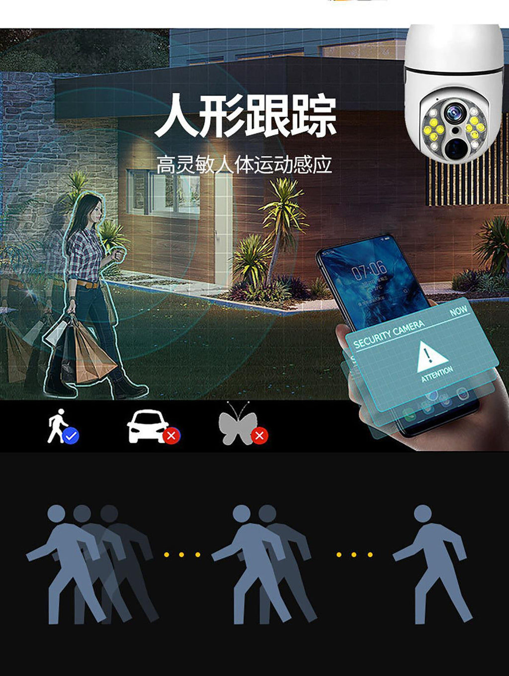 Binocular Bulb Surveillance Camera Zoom Lamp Head Surveillance Camera Full Color Night Vision Smart Lamp Head