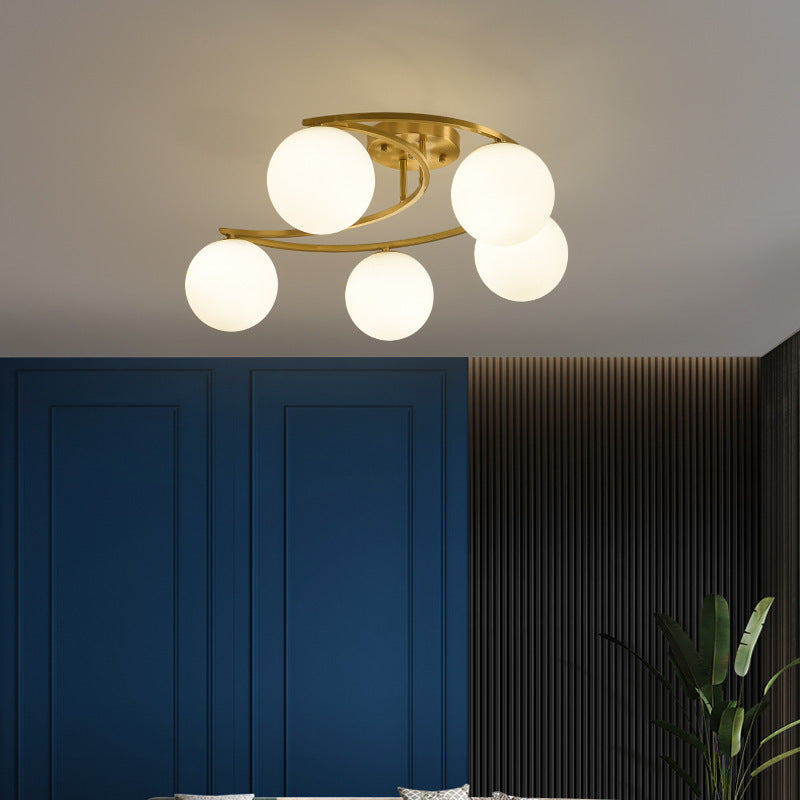All-Copper Ceiling Light Nordic Style Bedroom Light Modern Simple Elegant Master Bedroom Room Light Creative Personality Living Room Light