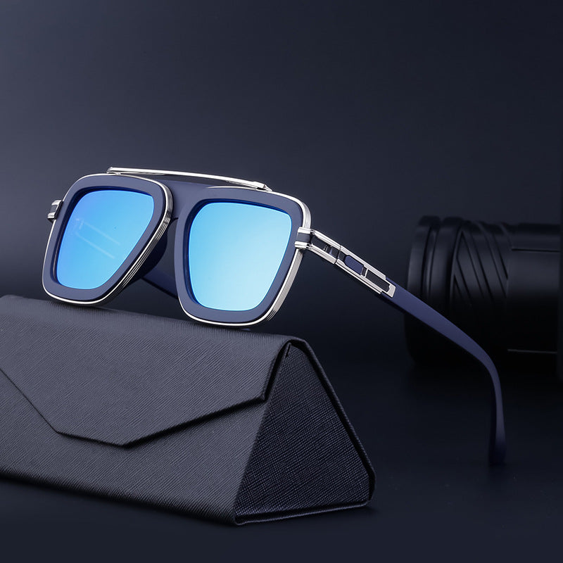 European and American Retro Square Frame Sunglasses for Men, Trendy European and American Punk Style, Internet Celebrity Same Style Sunglasses for Women ins Wind shades
