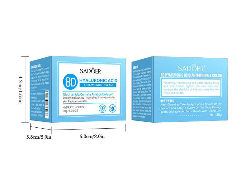 Hyaluronic Acid Face Cream SADOER8D Anti-wrinkle Hydrating Nourishing Face Cream Moisturizing and Rejuvenating  Foreign Trade Wholesale