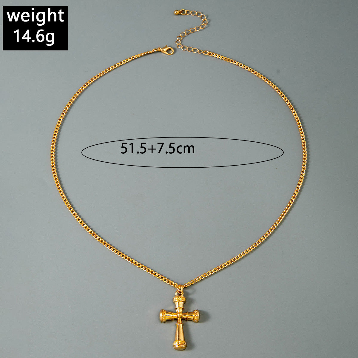 European and American Retro Hollow Diamond Cross Pendant Necklace Gothic Style Black Layered Wear Y Type Necklace
