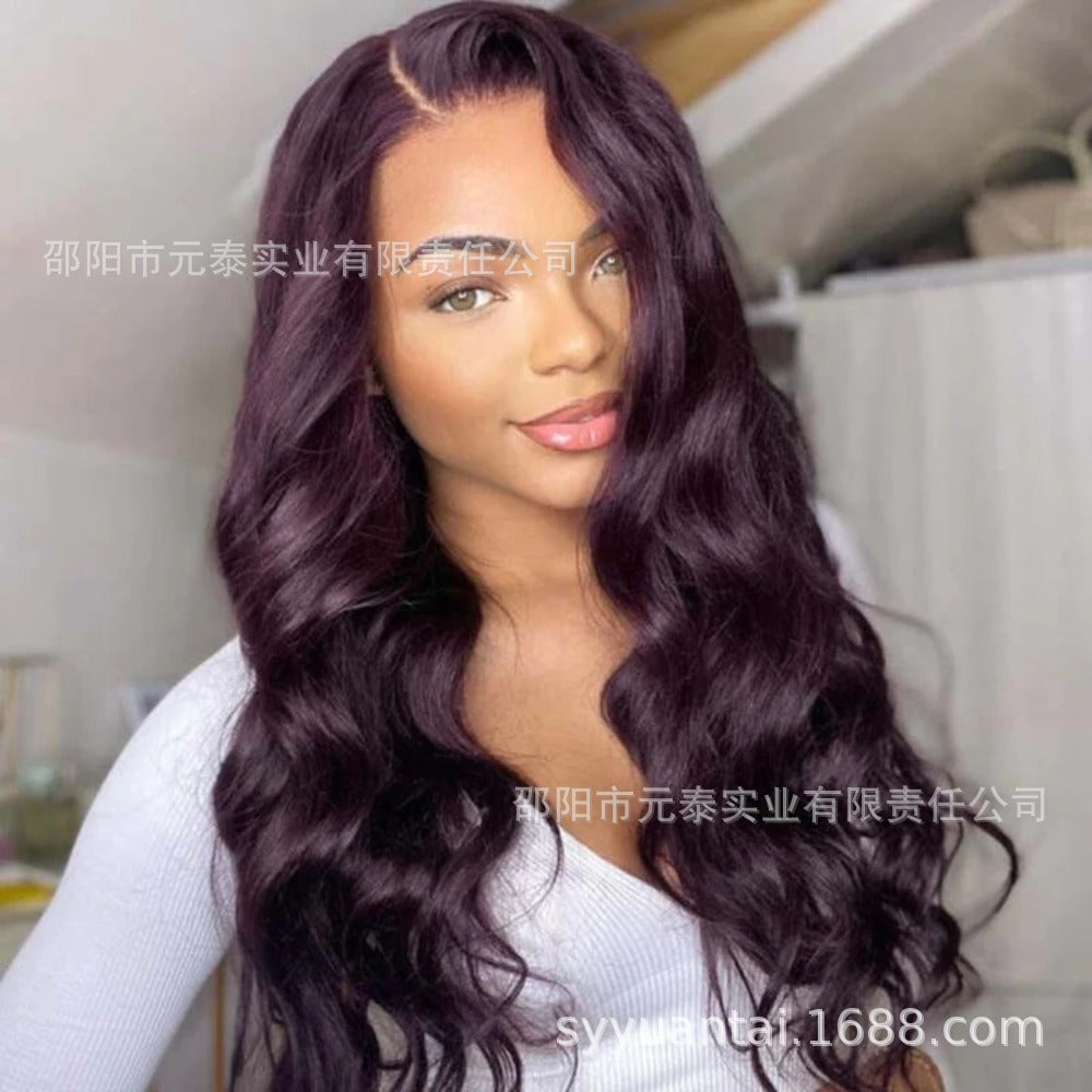 Fashion Mixed Color Big Wave Synthetic Lace Front Wig Long Curly Wig Manufacturer Sale