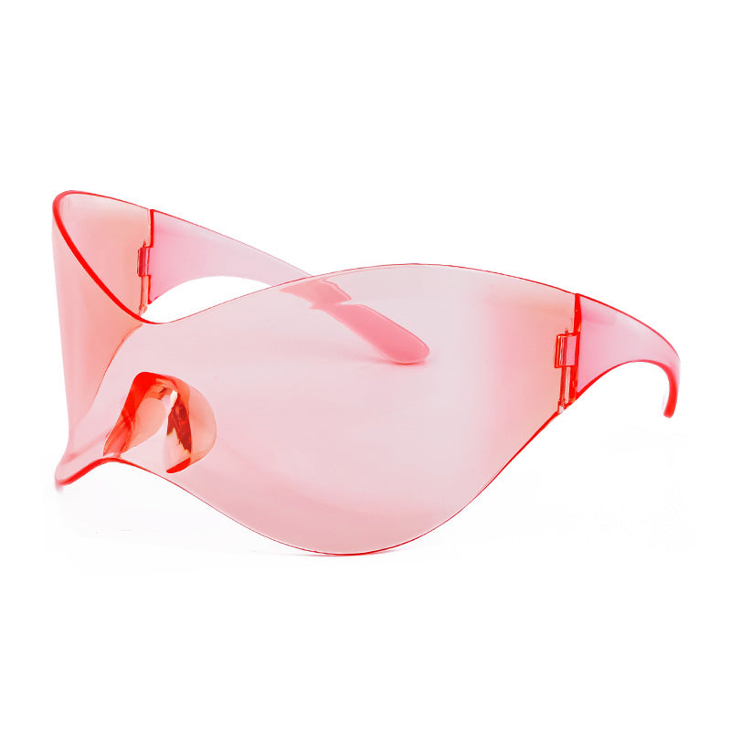 European and American Large Frame Sunglasses for Women, Trendy UV Protection Glasses with a High-End Feel Y2K Millennium Frameless Cycling Sunglasses for Men