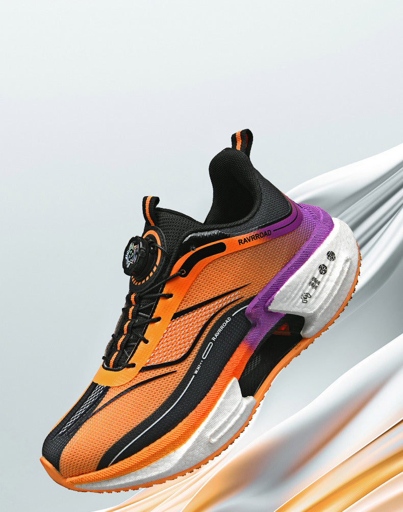 2025Men's and Women's Shock Absorption Breathable Non-Slip Sports Shoes Hollow Popcorn Carbon Plate Soft Sole Running Shoes Breathable Shock Absorption