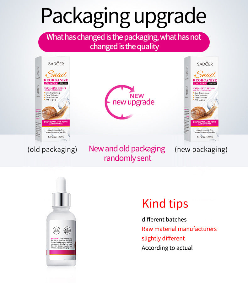 Snail Essence SADOER Collagen Delicate Moisturizing Hydrating Nourishing Cross-Border Wholesale