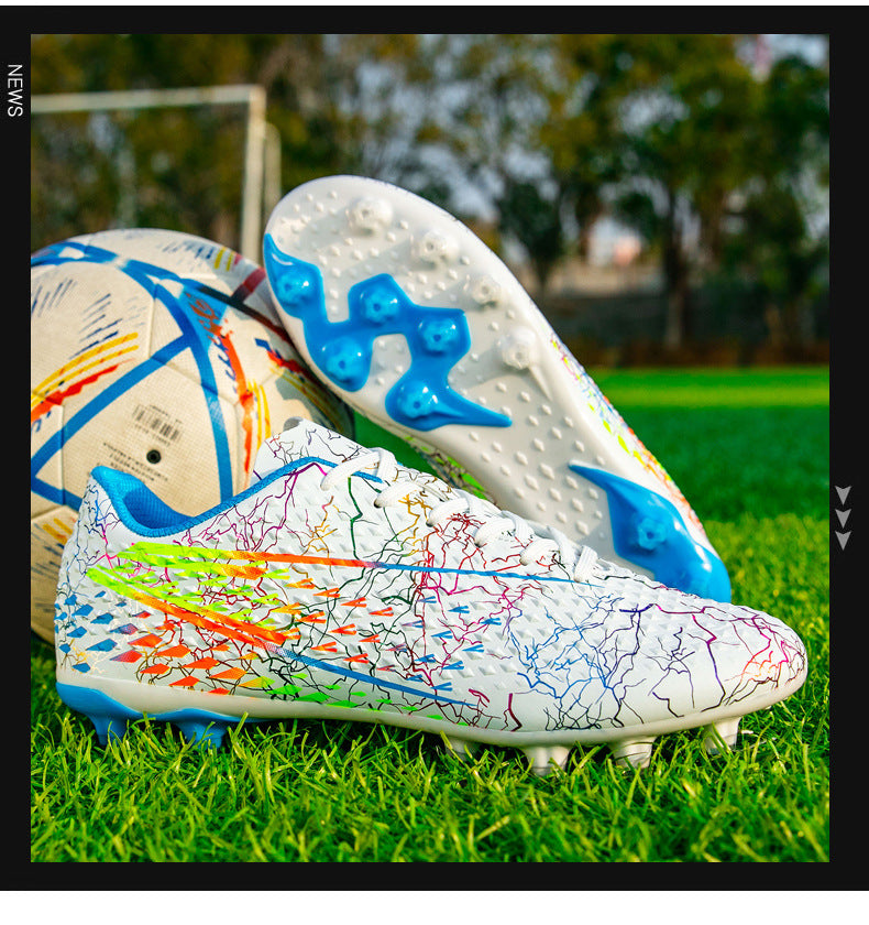 New professional football shoes for men and women AG Long Spike Colorful Multi-Color Youth Student Grass Competition Training Shoes