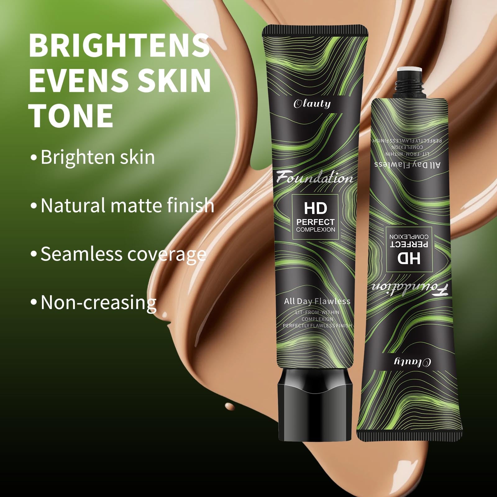 Olauty Liquid foundation waterproof sweatproof moisturizing non-cakey concealer even skin tone natural look makeup