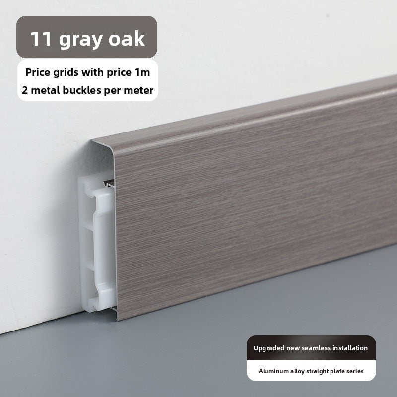Trendy flat skirting board, thickened snap-on metal baseboard, ultra-narrow corner trim, aluminum alloy skirting board