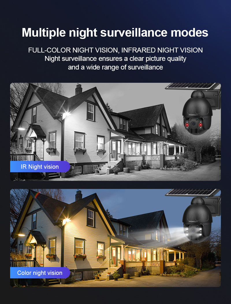4G Solar-powered HD Camera3MP Full Color Night Vision Surveillance Wireless WiFi Solar-Powered Smart Dome Camera