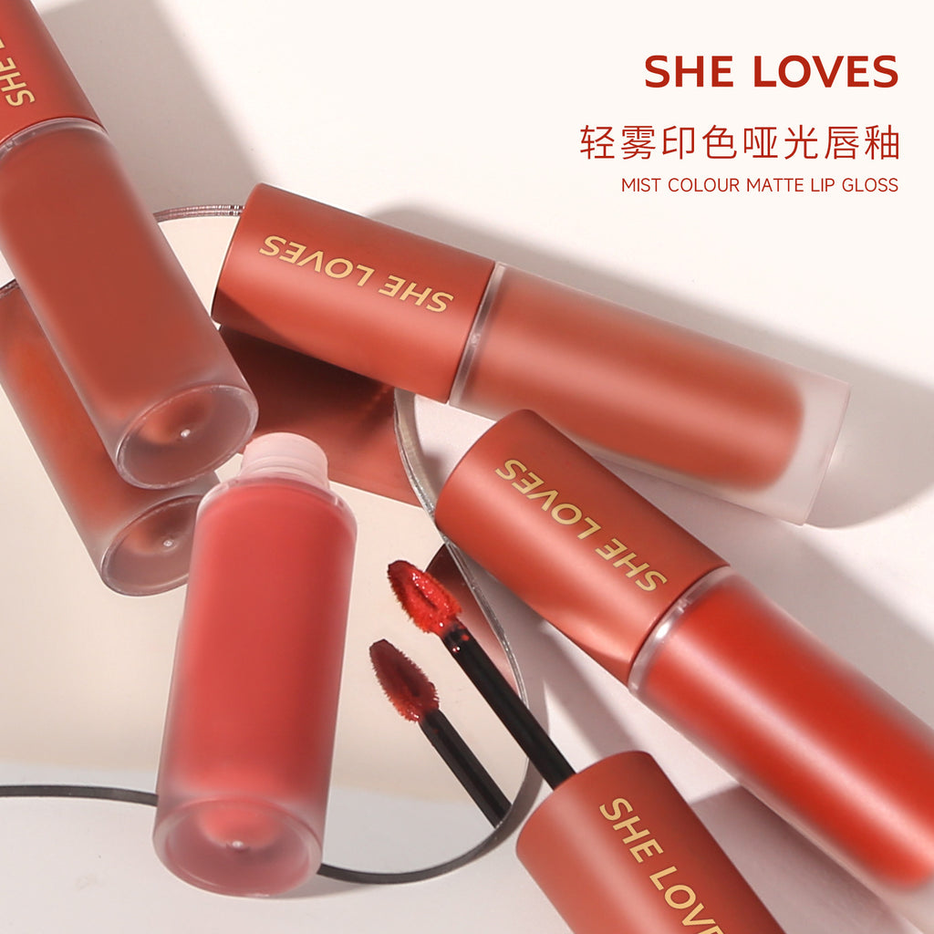 SHELOVES Light Mist Matte Lip Gloss10Color Non-Stick Cup Matte Lip Mud Liquid Lipstick
