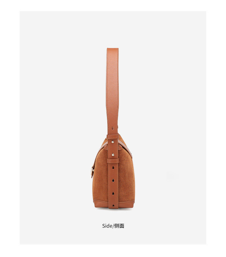 European and American New Style Deer Antler Leather Bag Single Shoulder Underarm Bag Light Luxury Fashion Women's Bag Genuine Leather Crossbody Women's Bag Niche Large Capacity