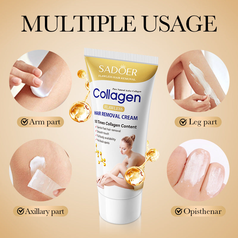 Collagen Gentle Hair Removal Cream SADOER Skin-friendly Non-irritating Underarm Hair Removal Cream  Wholesale