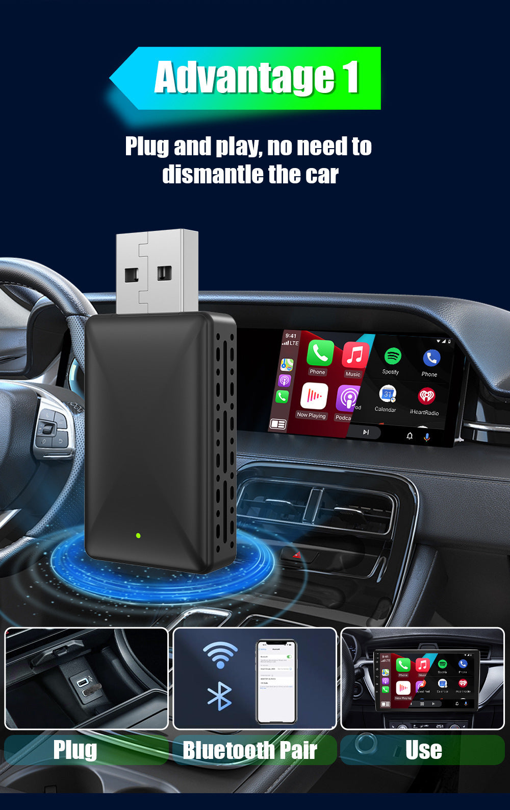 Carplay Original Car Wired to Wireless Box In-Car Smart Adapter auto Navigation Black Box Ai box