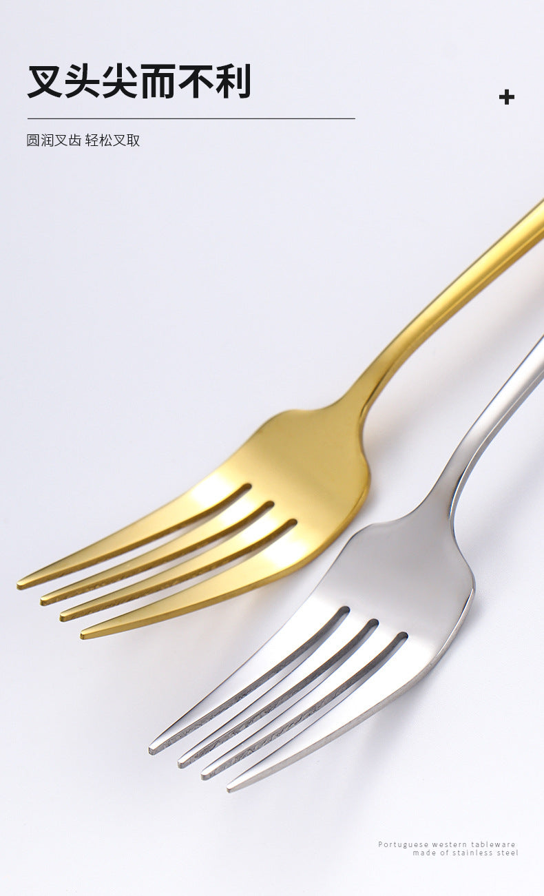 Stainless Steel Cutlery Set24Set of Gold-Plated Portuguese Tableware Western Steak Knife Fork Spoon Gift Box