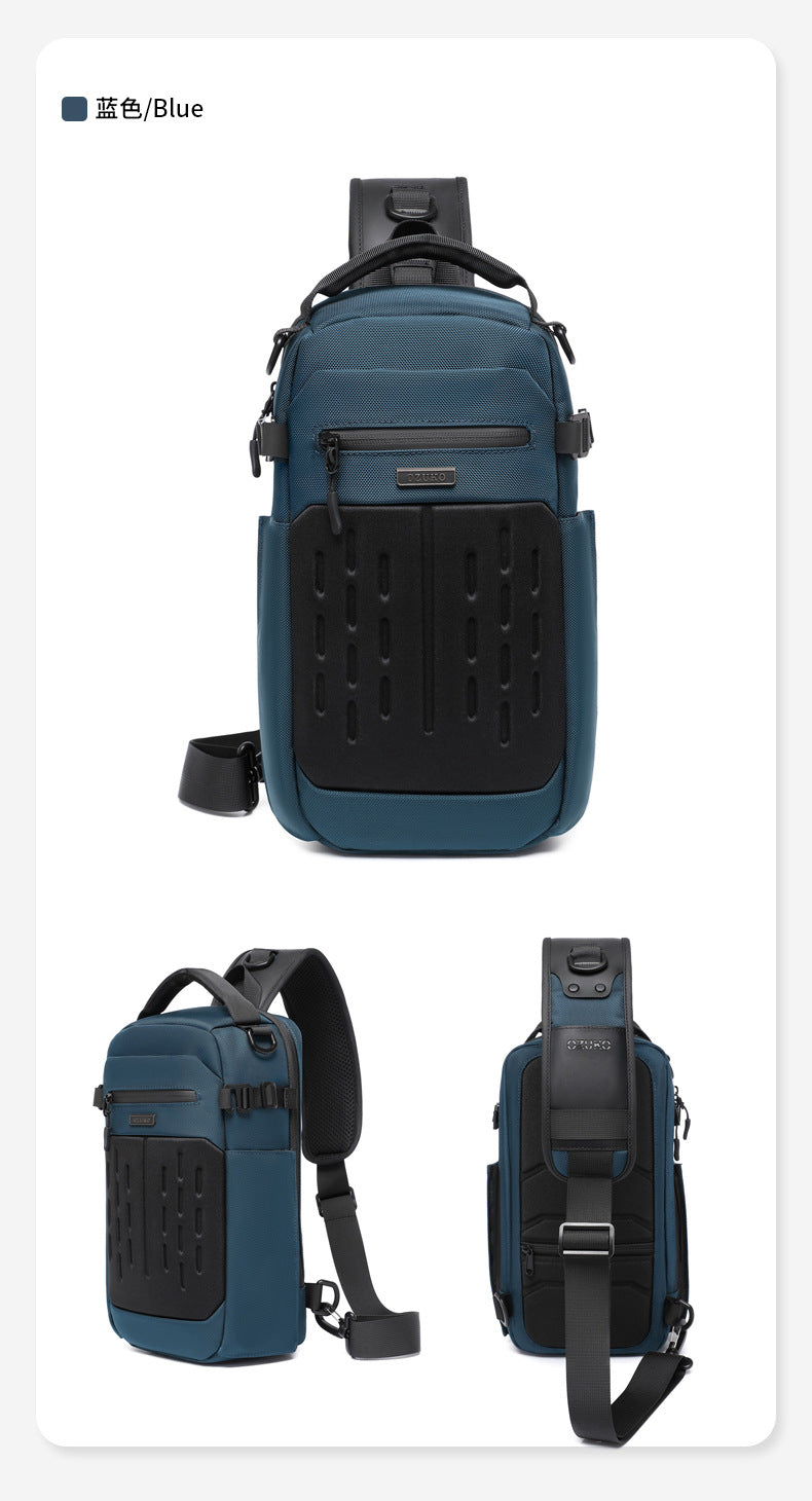 OZUKO Men's Chest Bag Waterproof Multifunctional Crossbody Bag Trendy Portable Small Backpack Large Capacity Single Shoulder Men's Bag