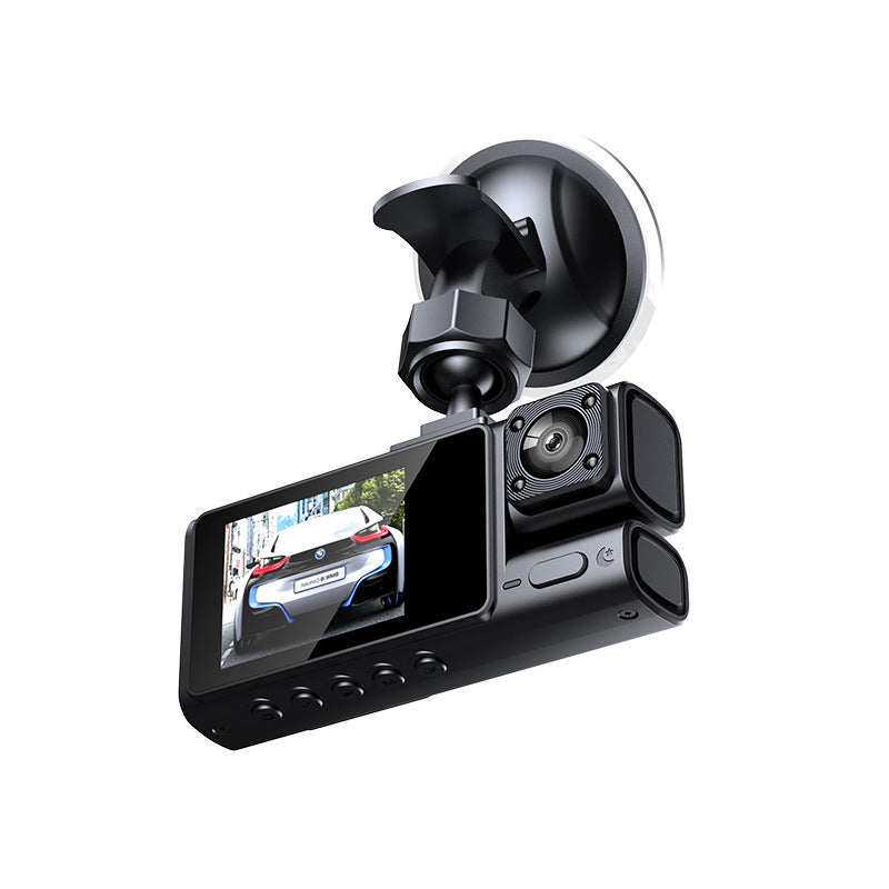 New S19HD Night Vision Three-Channel Dash Cam1080P HD Rearview Mirror Three-Lens Reversing Image