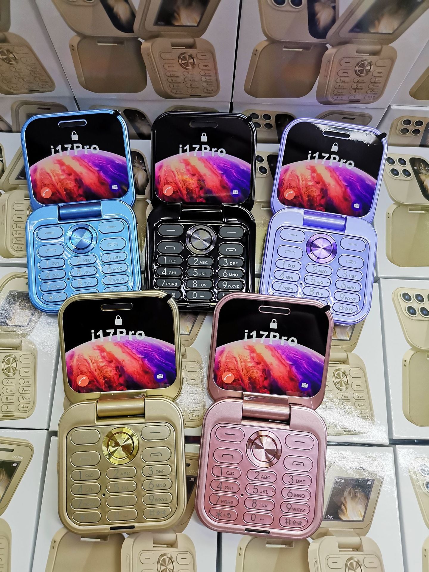 Wholesale New i17pro Flip Folding Phone Mini Phone Button Elderly Phone mini Feature Phone