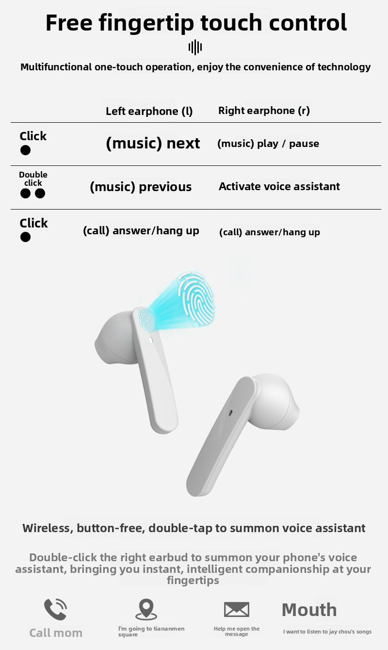 Hot-selling Wireless Bluetooth Earphones tws Black Technology Sports Bluetooth Ultra-Long Battery Life Bluetooth5.4