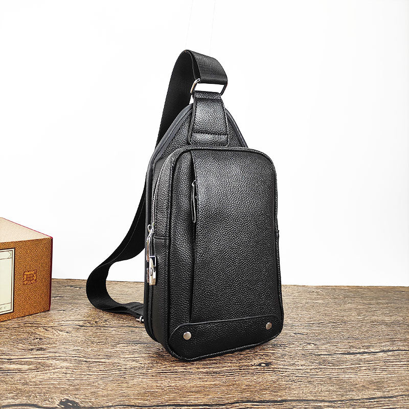 Anti-theft Genuine Leather Men's Chest Bag High-end Multi-functional Password Lock Casual Fashion Top Layer Cowhide Crossbody Bag Backpack