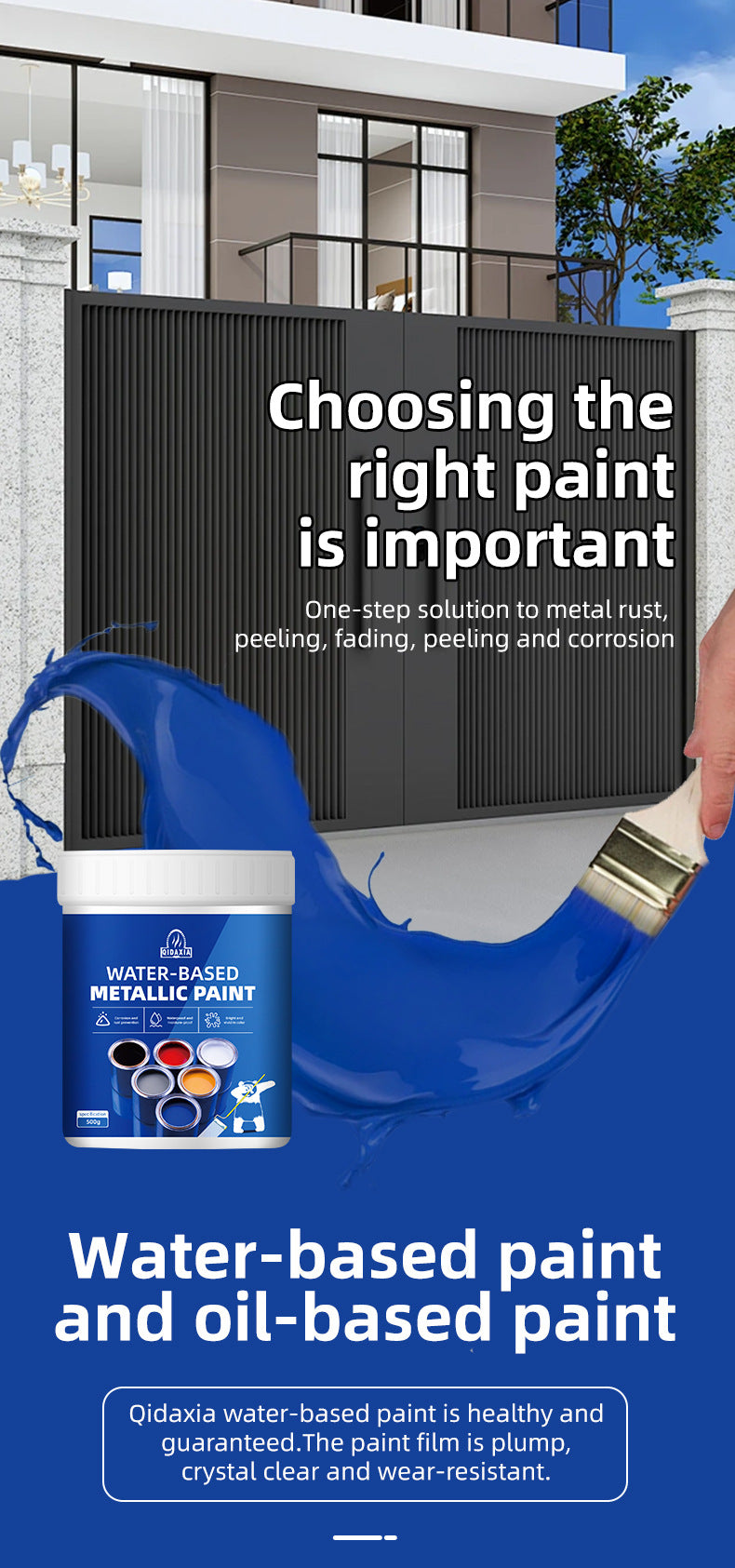 Qixia Water-Based Metal Paint Rust-Free Conversion Color Steel Tile Renovation Rust Fixing Water-Based Metal Paint
