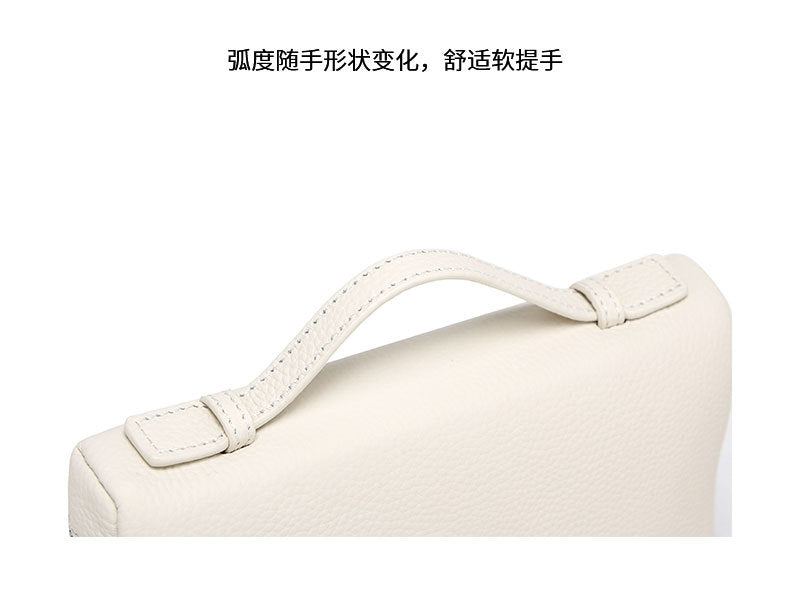 GIgi Same Style Women's Bag Niche Elegant Handheld Lunch Box Bag Women Simple Top Layer Cowhide Single Shoulder Crossbody Small Bag