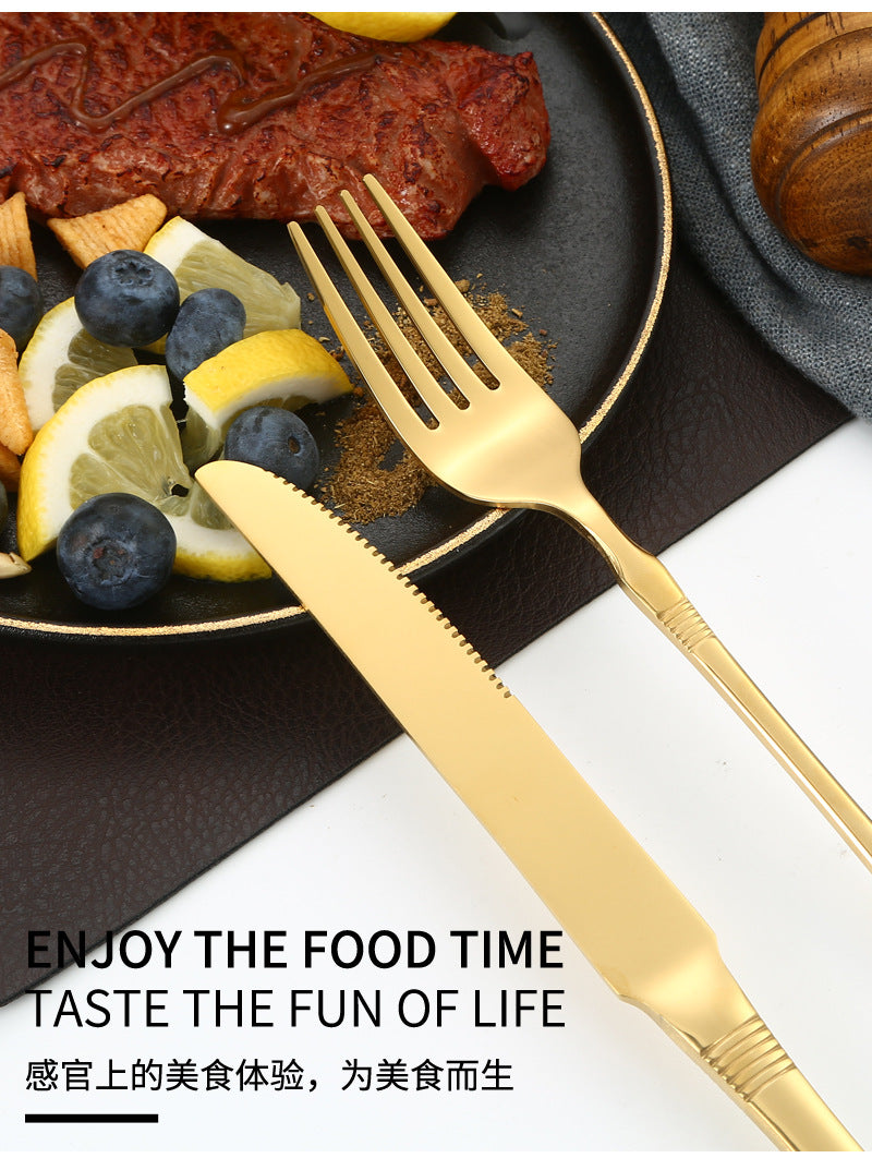 Stainless Steel Cutlery Western Steak Knife and Fork6Restaurant Crown Knife, Fork, and Spoon for One Person24Piece Suit