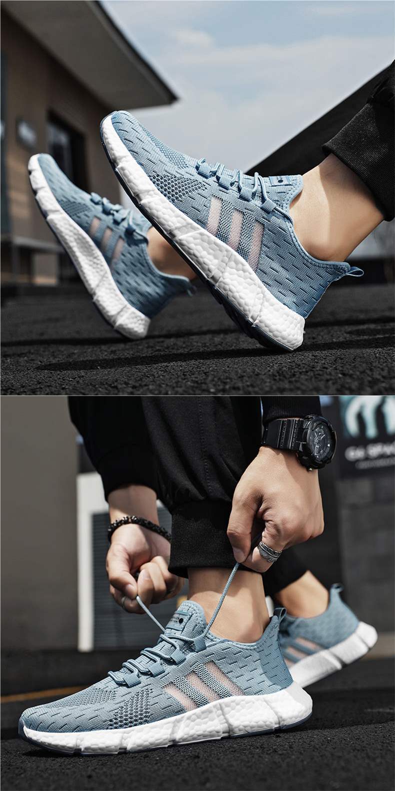 Spring New Anti-Odor Ultra Soft Real Popcorn Cushioning Breathable Shock-Absorbing Casual Running Sports Trendy Shoes for Men