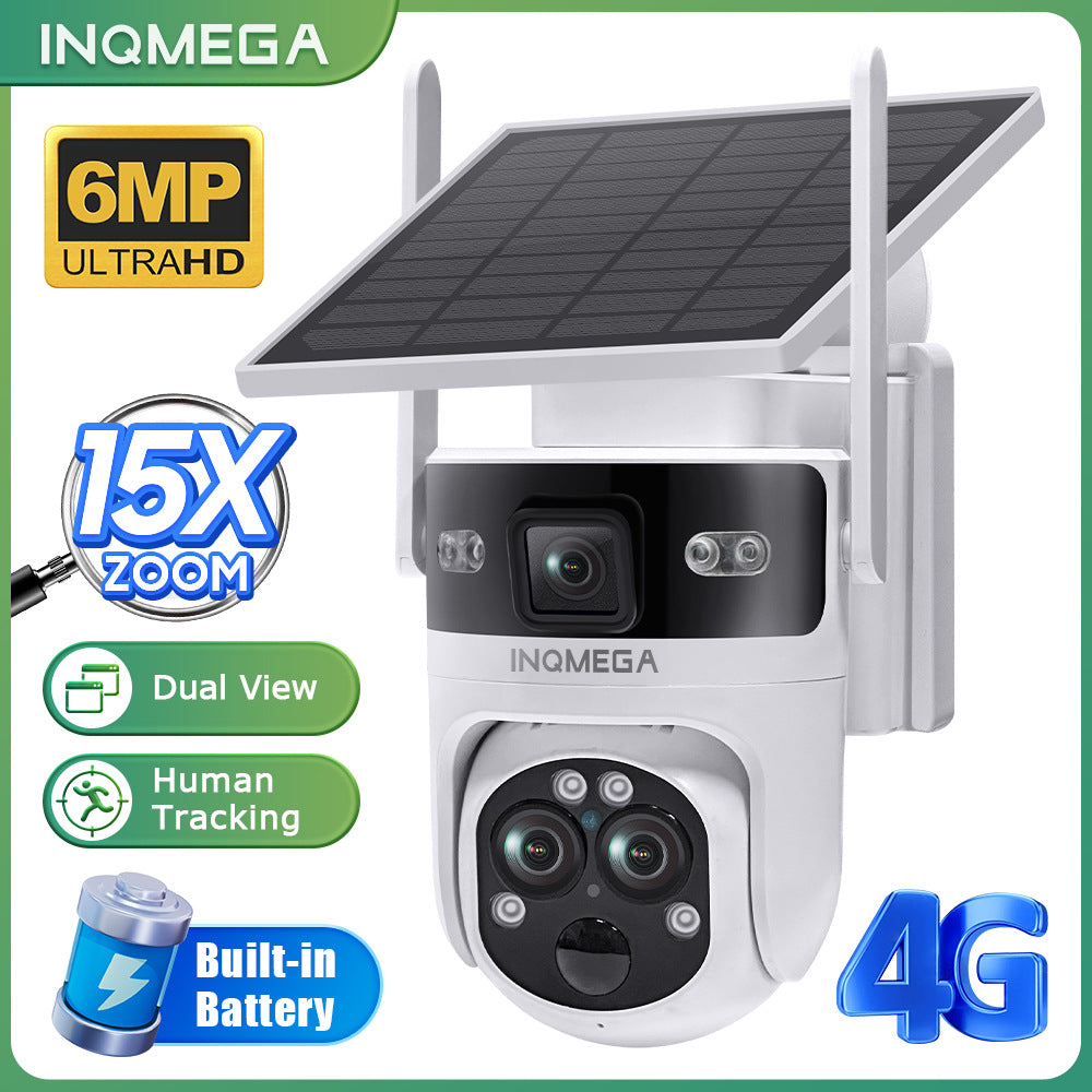 Manufacturer Private Model Outdoor4G Three-eye Solar Camera6MP High Definition Full Color1510x Zoom Solar Surveillance