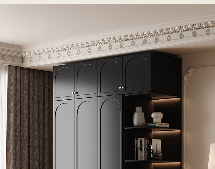 French Retro Style Black Wardrobe Modern Simple Small Apartment Light Luxury Internet Celebrity Closet Storage Cabinet Bedroom Economical Type