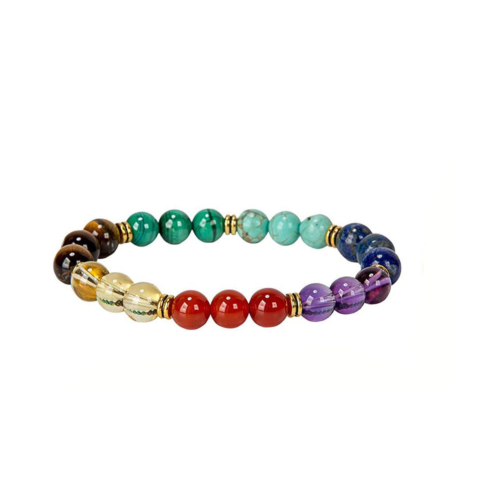 European and American Crystal Bracelet8MM Beaded Natural Stone White Pine Malachite Colorful Elastic Bracelet