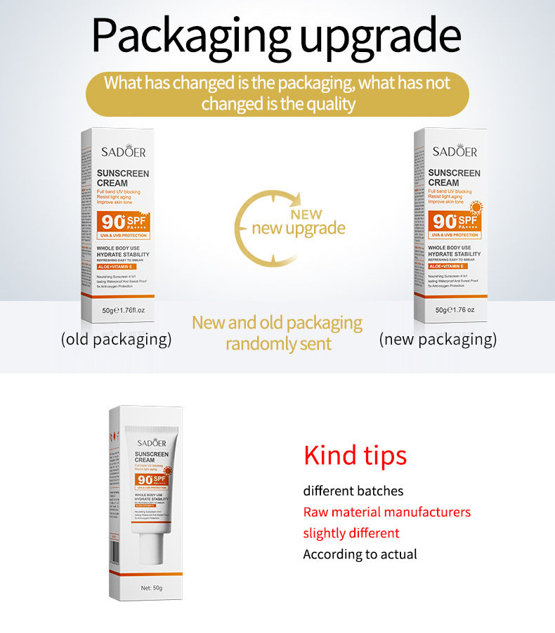 Sunscreen SADOER Clear Anti-Aging Refreshing UV Protection Sunscreen Lotion  Wholesale