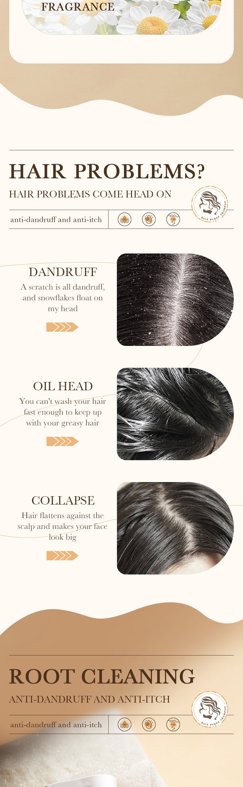 BIOAOUA Rice Puree Shampoo Anti-Dandruff Oil Control Volumizing Long-Lasting Fragrance Hair Wash