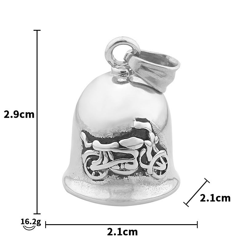 European and American Punk Jewelry Titanium Steel Necklace Pendant Retro Motorcycle Stainless Steel Motorcycle Bell Pendant Wholesale