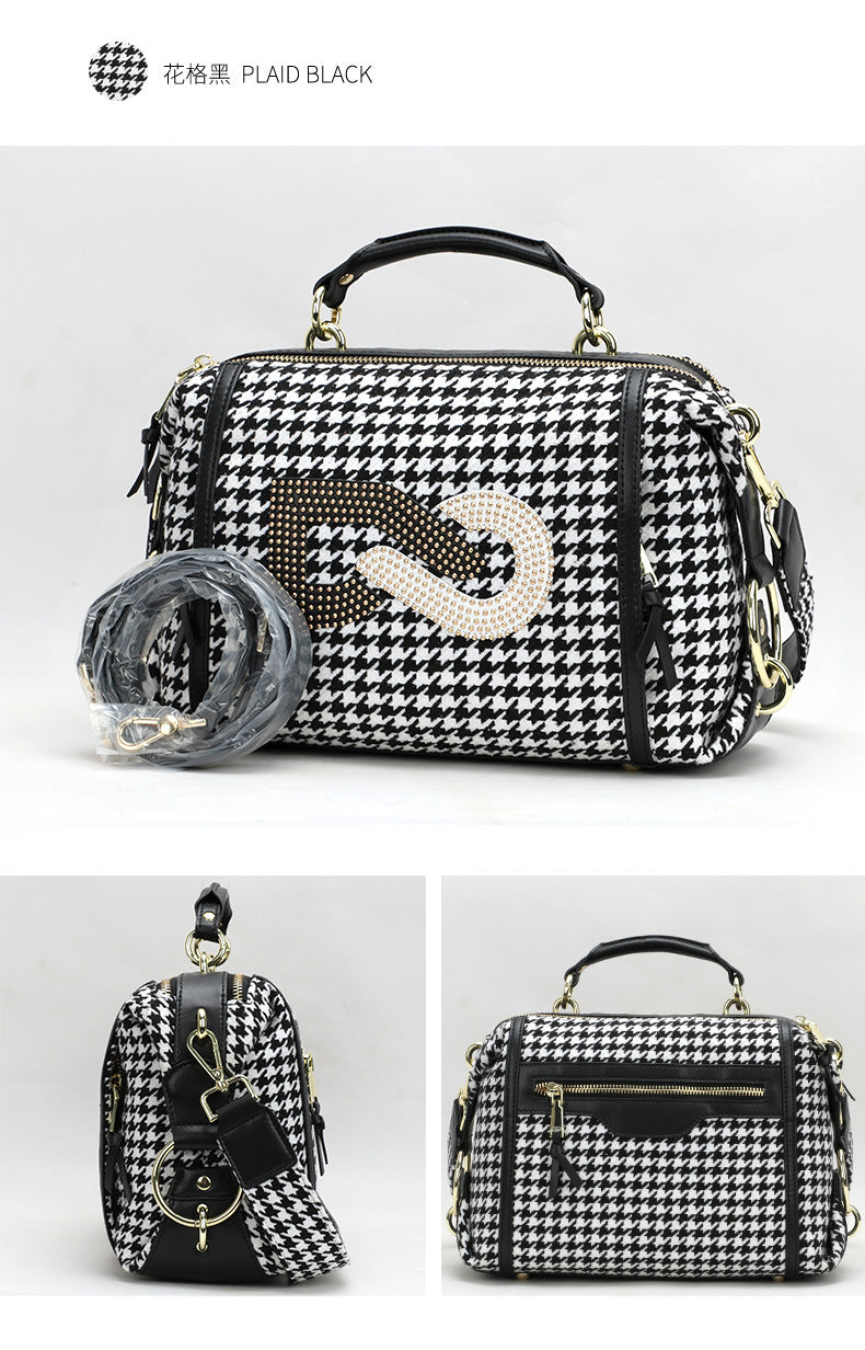 New European and American Trendy Fashion Simple Personality Elegant Versatile Plaid Single Shoulder Handbag Crossbody Women's Bag