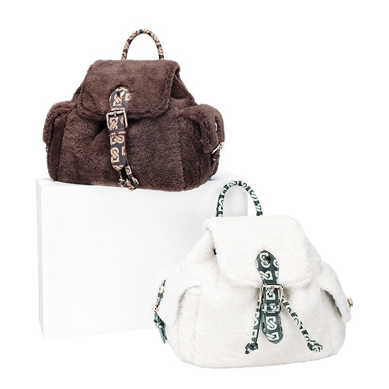 Korean Version Commuting Versatile Casual Mini Backpack Autumn Winter New Plush Double Shoulder Bag for Female Students Class Bag