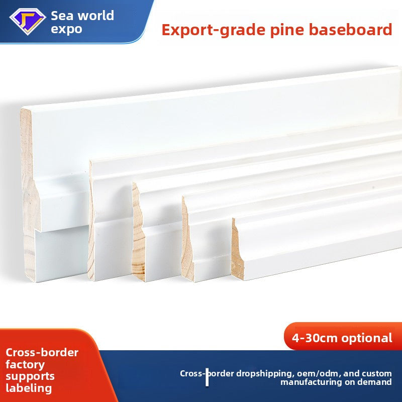 European and American popular pine skirting board, painted decorative trim, skirting line, solid wood skirting board