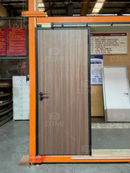 Factory Wholesale Aluminum Wood Ecological Doors for Houses Interior Modern Design Black Steel Frame Interior Wooden Door