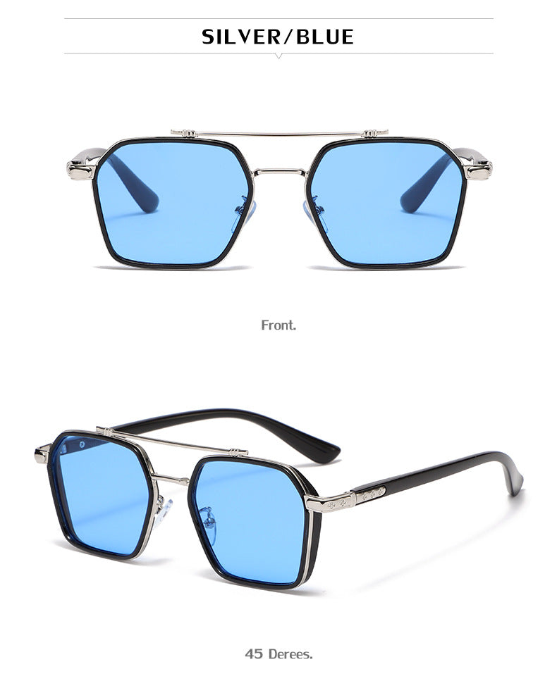 New Sunglasses Internet Celebrity Wei Ting Same Style Sunglasses for Men Trendy Large Square Frame Sunglasses for Men ins Sun Protection Glasses