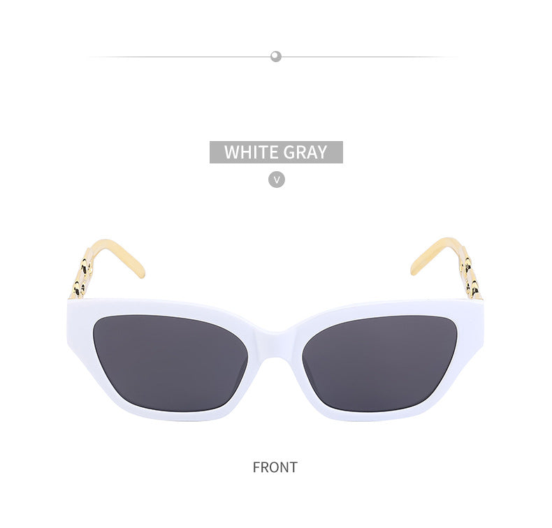 European and American Small Frame Cat Eye Sunglasses for Women, New High Altitude Style, Internet Celebrity Thick Chain Sunglasses, Trendy Women's Glasses Wholesale