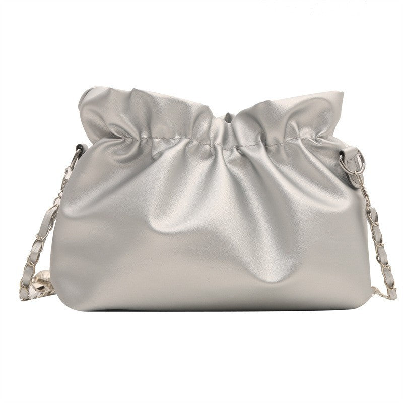 French Style Ruched Cloud Bag Niche Design Single Shoulder Women's Bag Versatile Chain Simple Fashion Crossbody Underarm Women's Bag