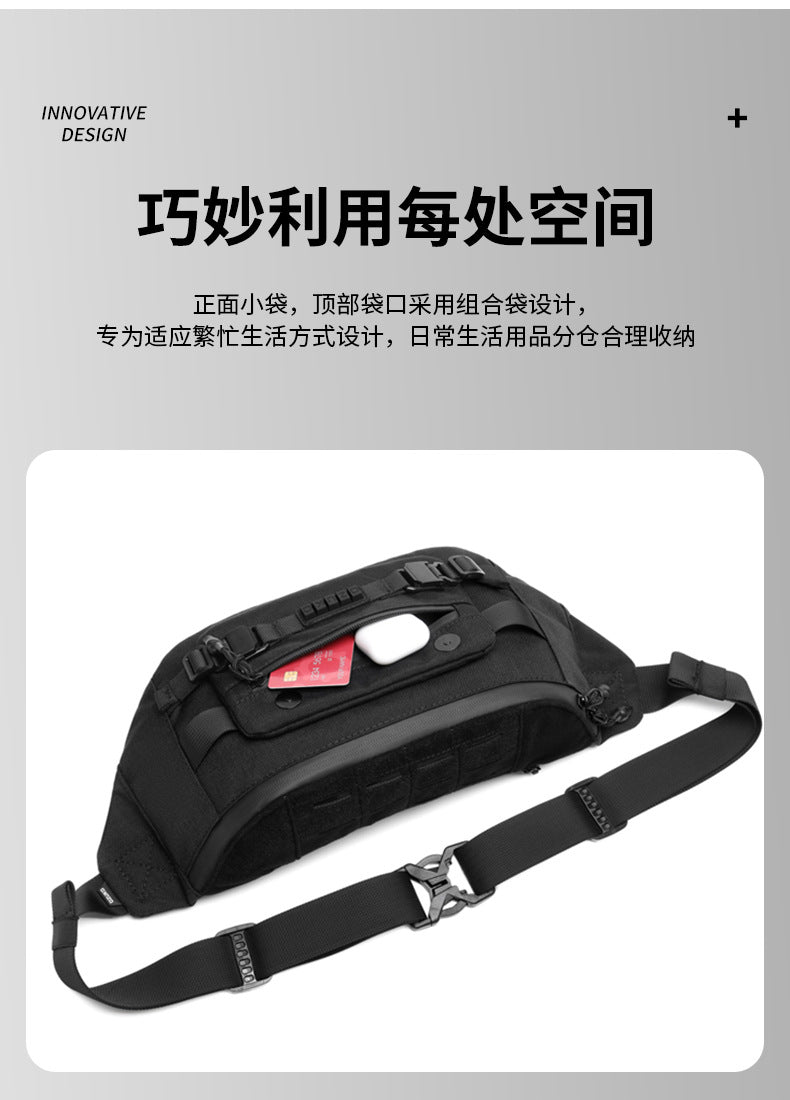 ozuko Tactical Waist Bag Functional Large Capacity Men's Shoulder Bag Outdoor Waterproof Bag Men's Crossbody Bag High-end Feel