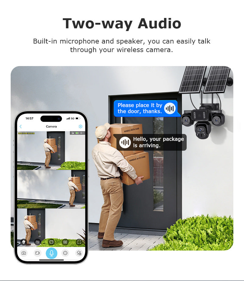 Three-eye Solar Camera AOV Low Power Consumption Camera9MP High Definition Full Color4G Solar Monitoring
