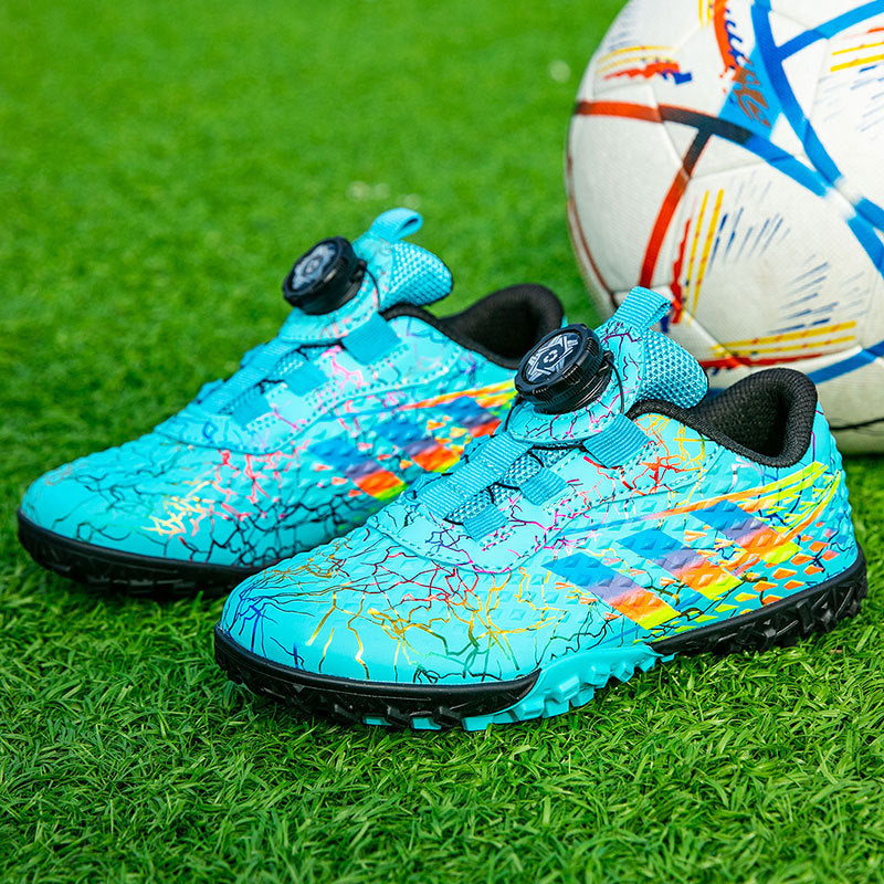 New style soccer shoes for men, women, and children with rotating buckle TF Broken Nail Style Youth Student Grassland Competition Training Shoes