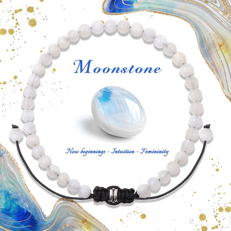 Natural Stone Crystal Beaded Bracelet4/6/8mm Chalcedony Turquoise Stretch Bracelet Lapis Tiger Eye Braided Bracelet