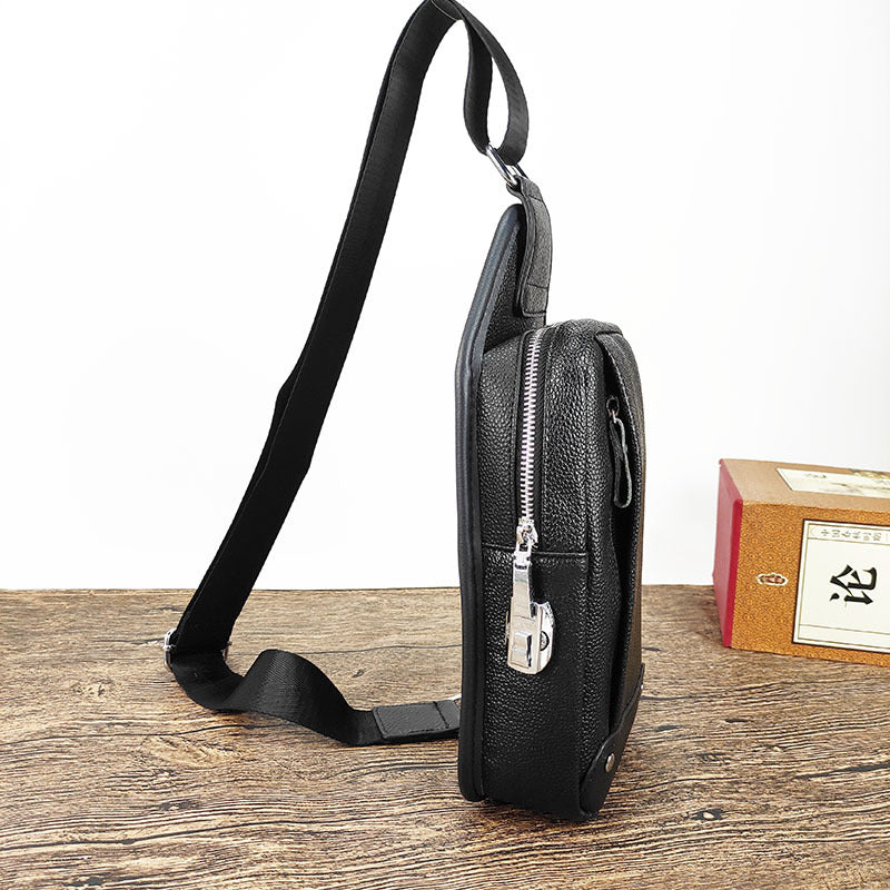 Anti-theft Genuine Leather Men's Chest Bag High-end Multi-functional Password Lock Casual Fashion Top Layer Cowhide Crossbody Bag Backpack