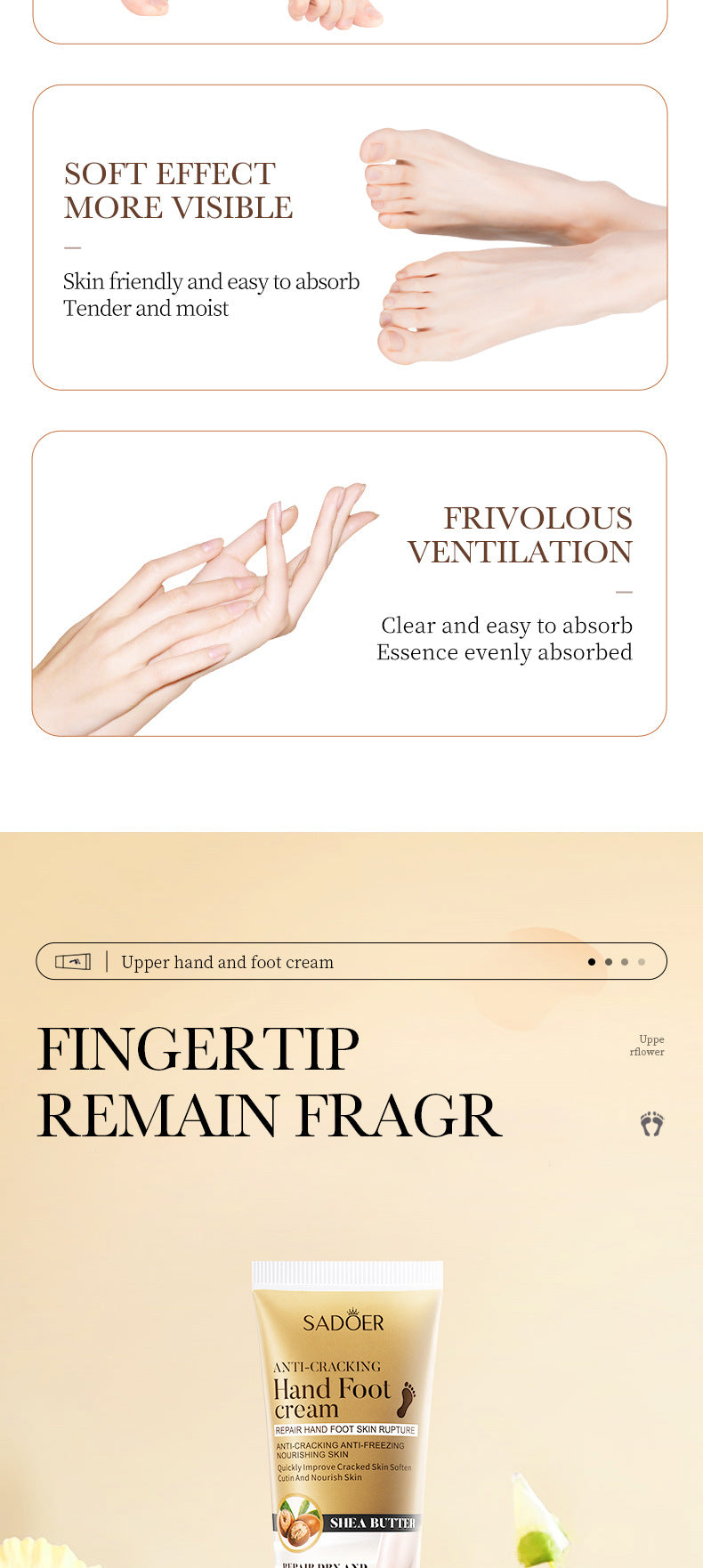 Hand and Foot Cream60g SADOER Hydrating, moisturizing, anti-cracking, hydrating fragrance hand cream for  foreign trade wholesale