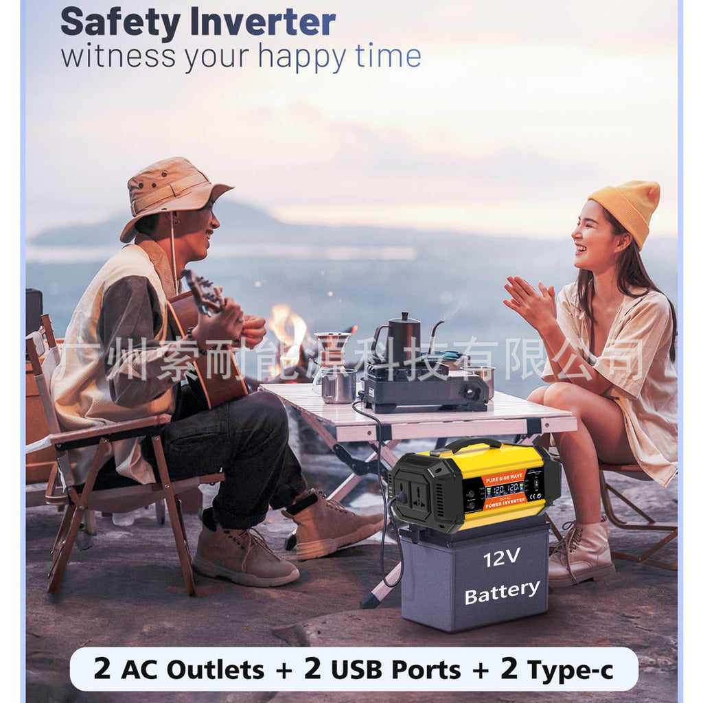 European standard socket pure sine wave inverter500W/800W/1000W 12V Turn230V Double USB Double Type-C