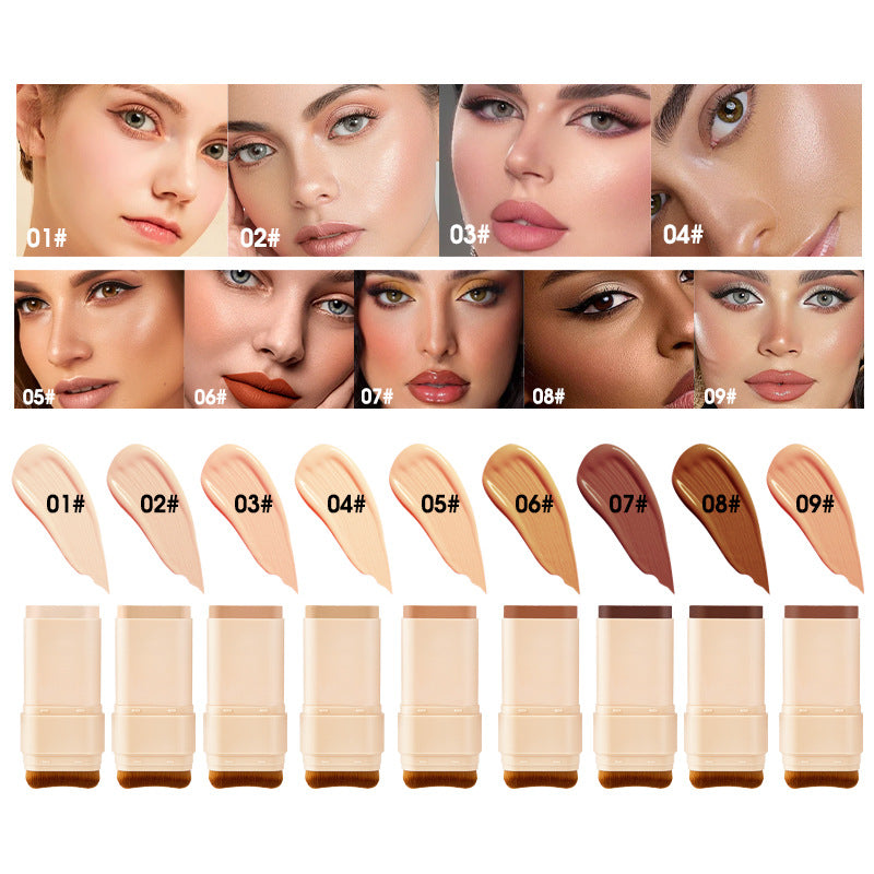 TK Specialized Flawless Dual-Head Eraser Foundation Stick Water Glossy Skin Concealer Long-Lasting with Brush Head Hydrating Makeup Remover