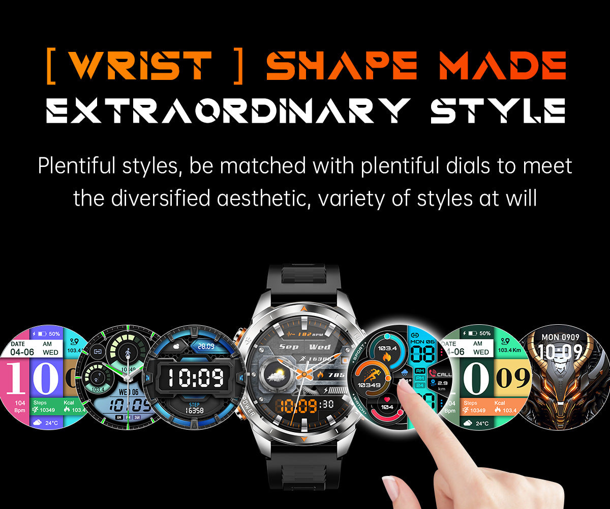 KT80Smart Watch Bluetooth Call True Heart Rate Step Sleep Monitoring IP68Deep Waterproof Flashlight Three-Proof